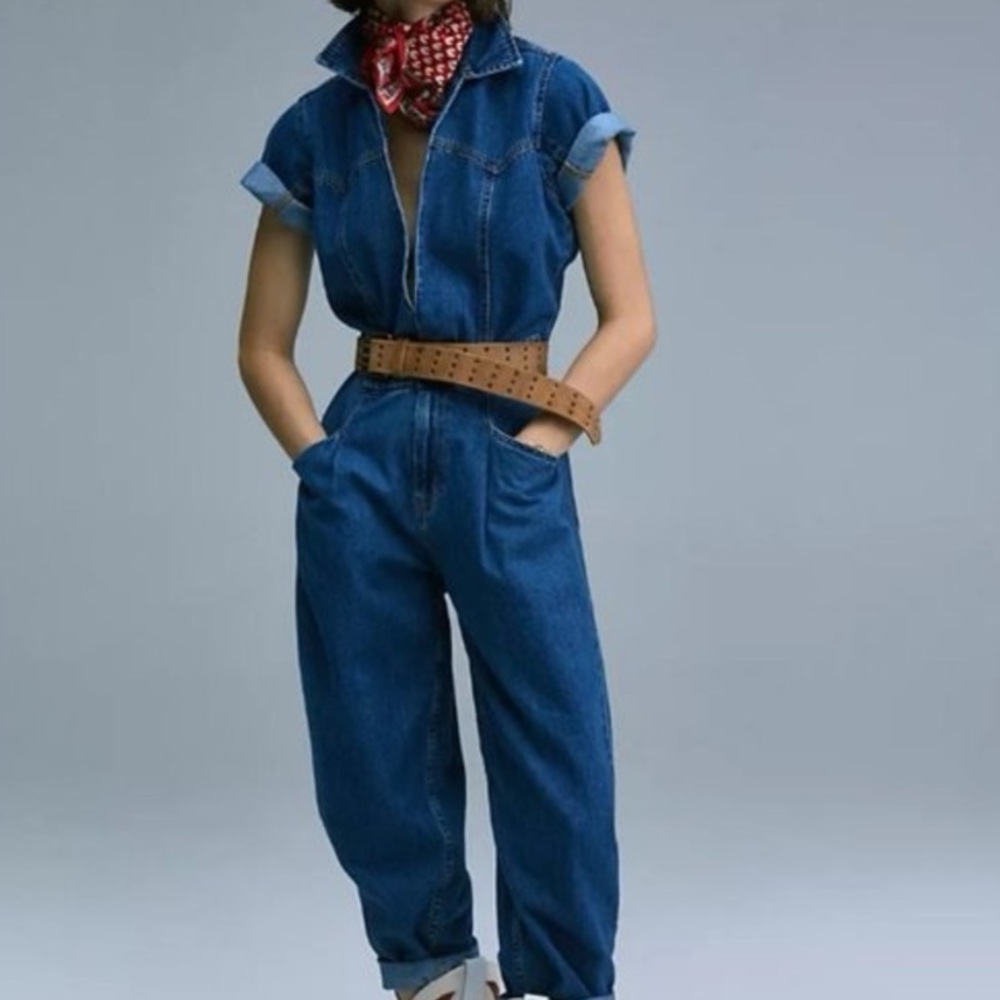 We The Free Marla Blue Denim Jumpsuit